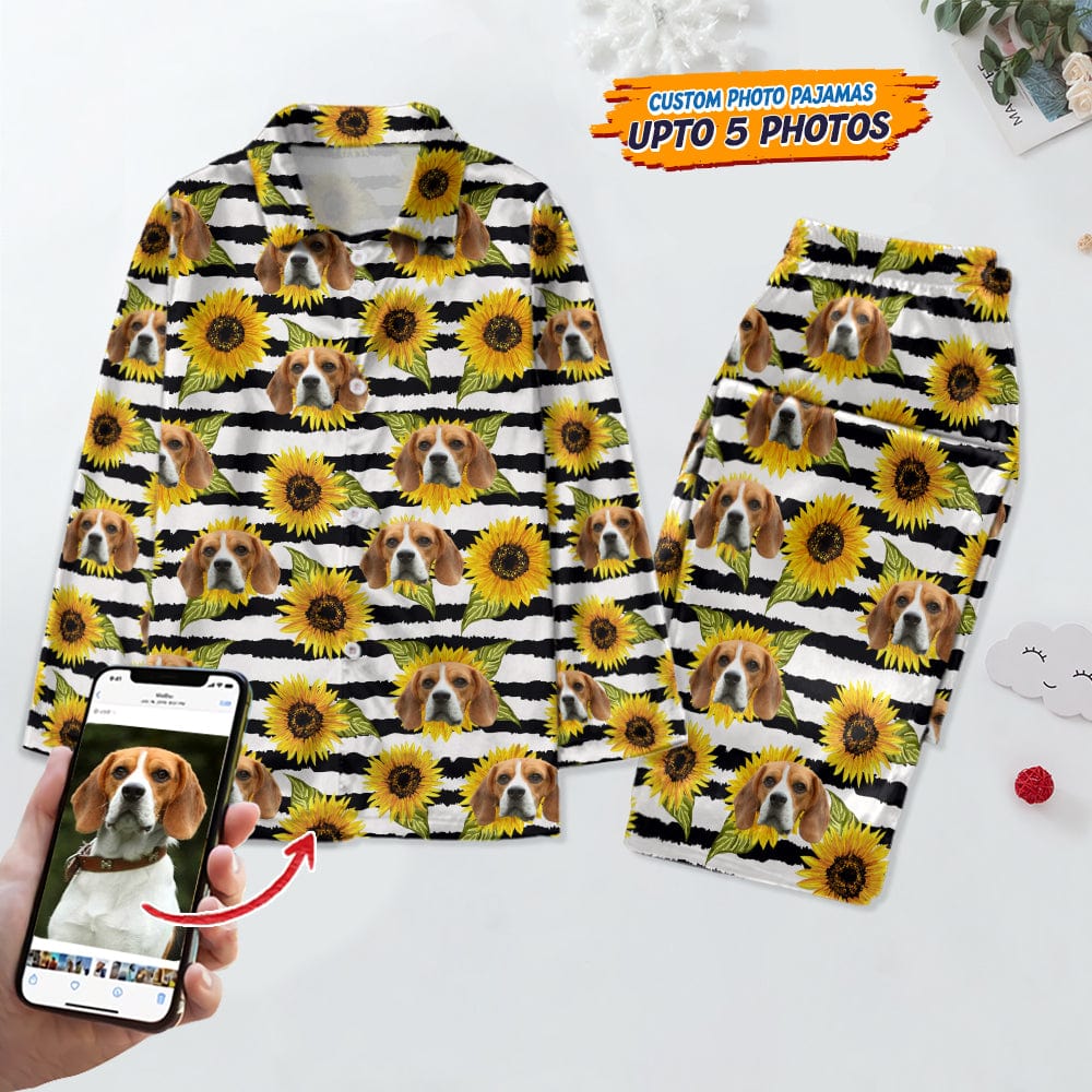 Custom Photo With Sunflower Pattern Dog Cat Pajamas T368 888748