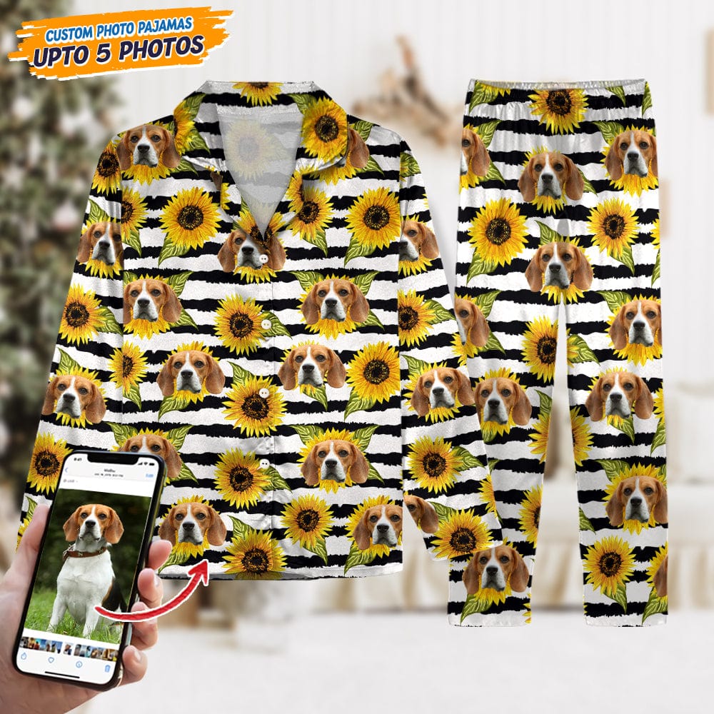Custom Photo With Sunflower Pattern Dog Cat Pajamas T368 888748