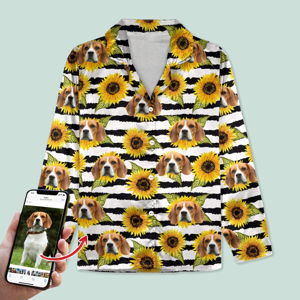Custom Photo With Sunflower Pattern Dog Cat Pajamas T368 888748