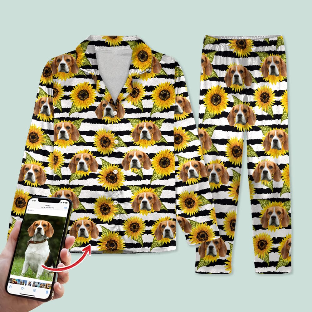 Custom Photo With Sunflower Pattern Dog Cat Pajamas T368 888748