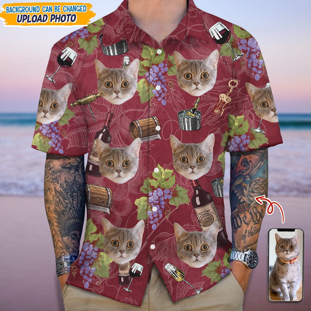 Custom Photo With Wine Glasses For Cat Lover Hawaii Shirt TA29 889365