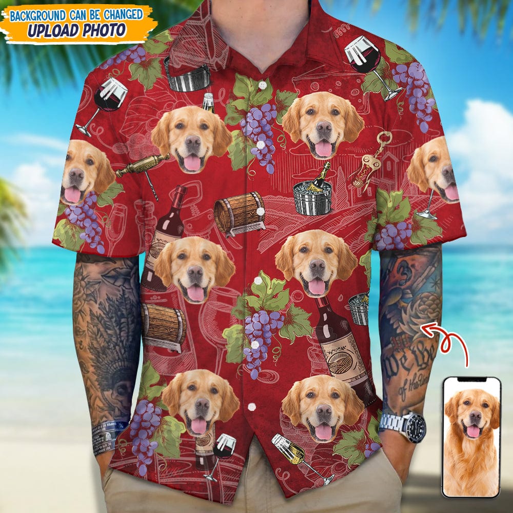 Custom Photo With Wine Glasses For Dog Lover Hawaii Shirt TA29 889363