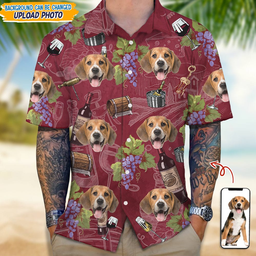 Custom Photo With Wine Glasses For Dog Lover Hawaii Shirt TA29 889363