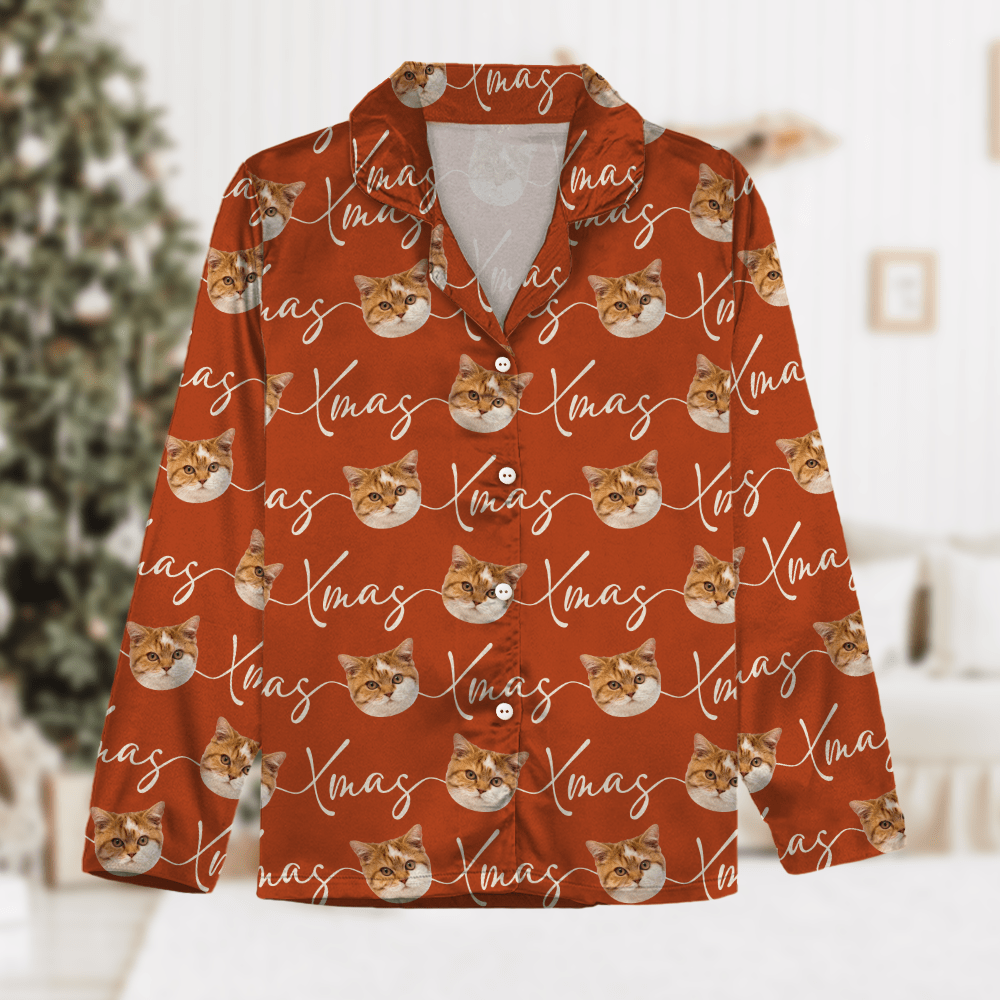 Custom Photo Xmas Pajamas Custom Cat Pajamas DA199 889884