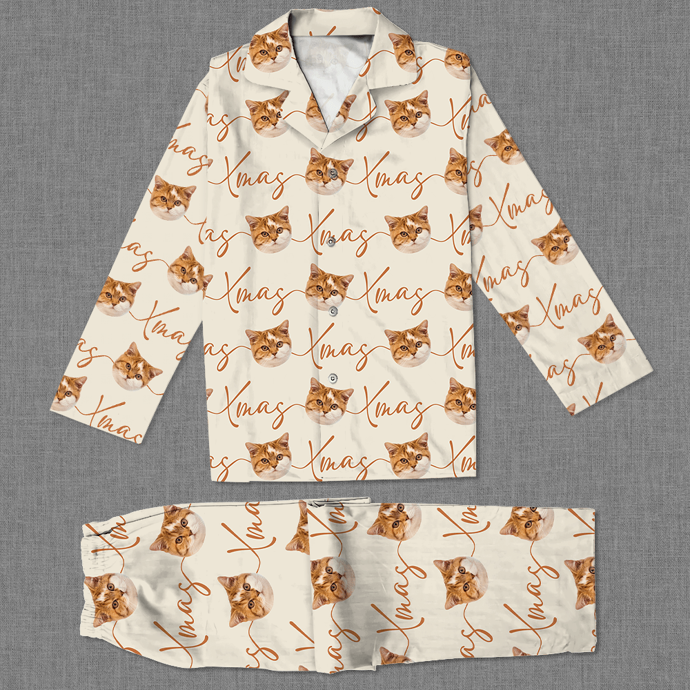 Custom Photo Xmas Pajamas Custom Cat Pajamas DA199 889884