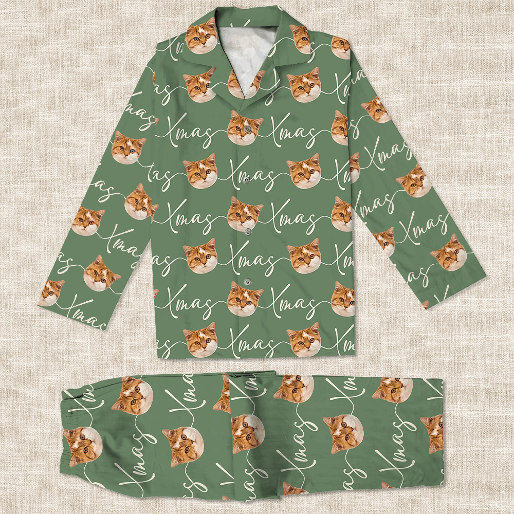 Custom Photo Xmas Pajamas Custom Cat Pajamas DA199 889884