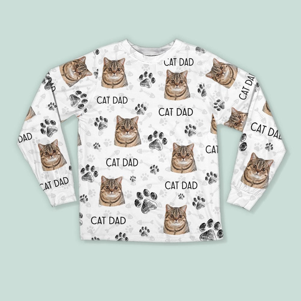 Custom Portrait Cat Mom Cat Dad With Paw Pattern Sleepwear N304 889762