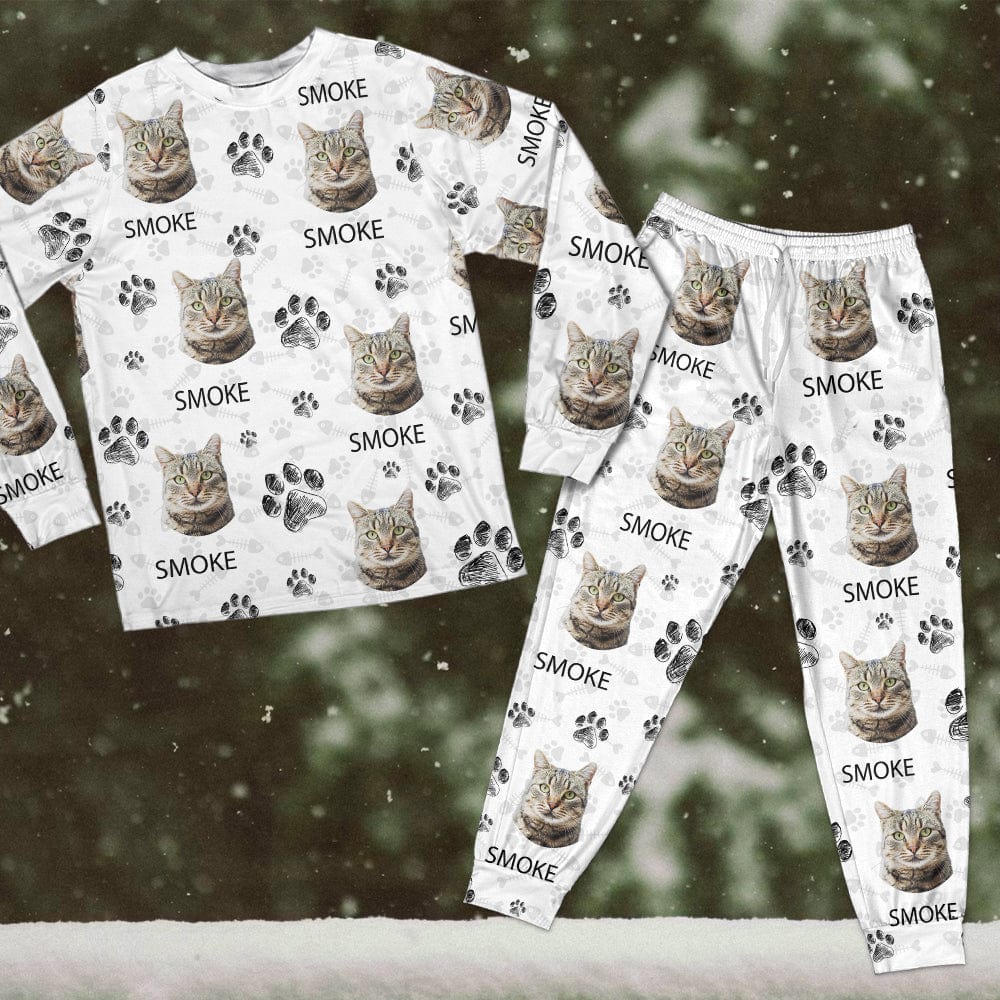 Custom Portrait Cat Mom Cat Dad With Paw Pattern Sleepwear N304 889762
