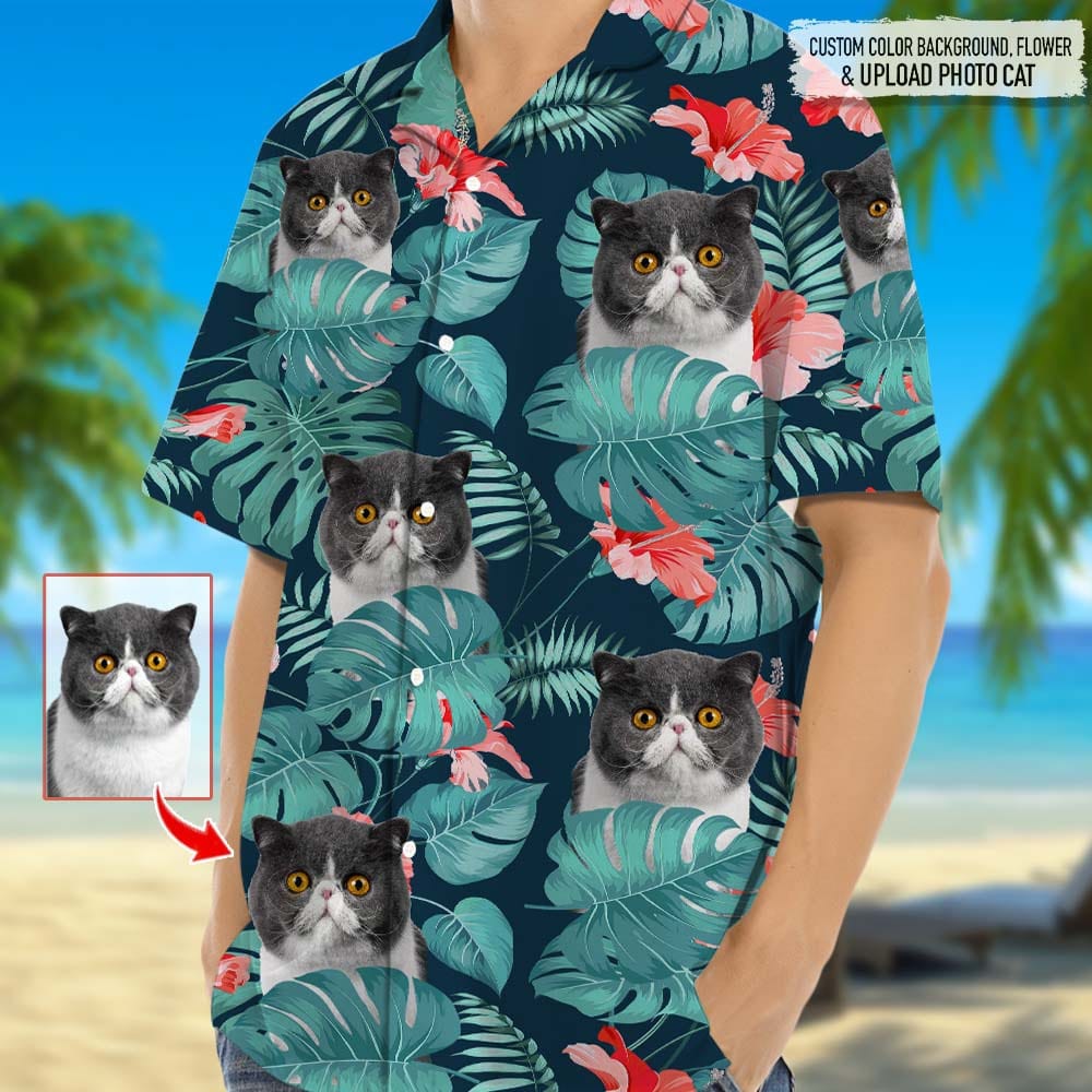 Customized Photo Upload Cat Men's Hawaiian Shirt N369 8881310