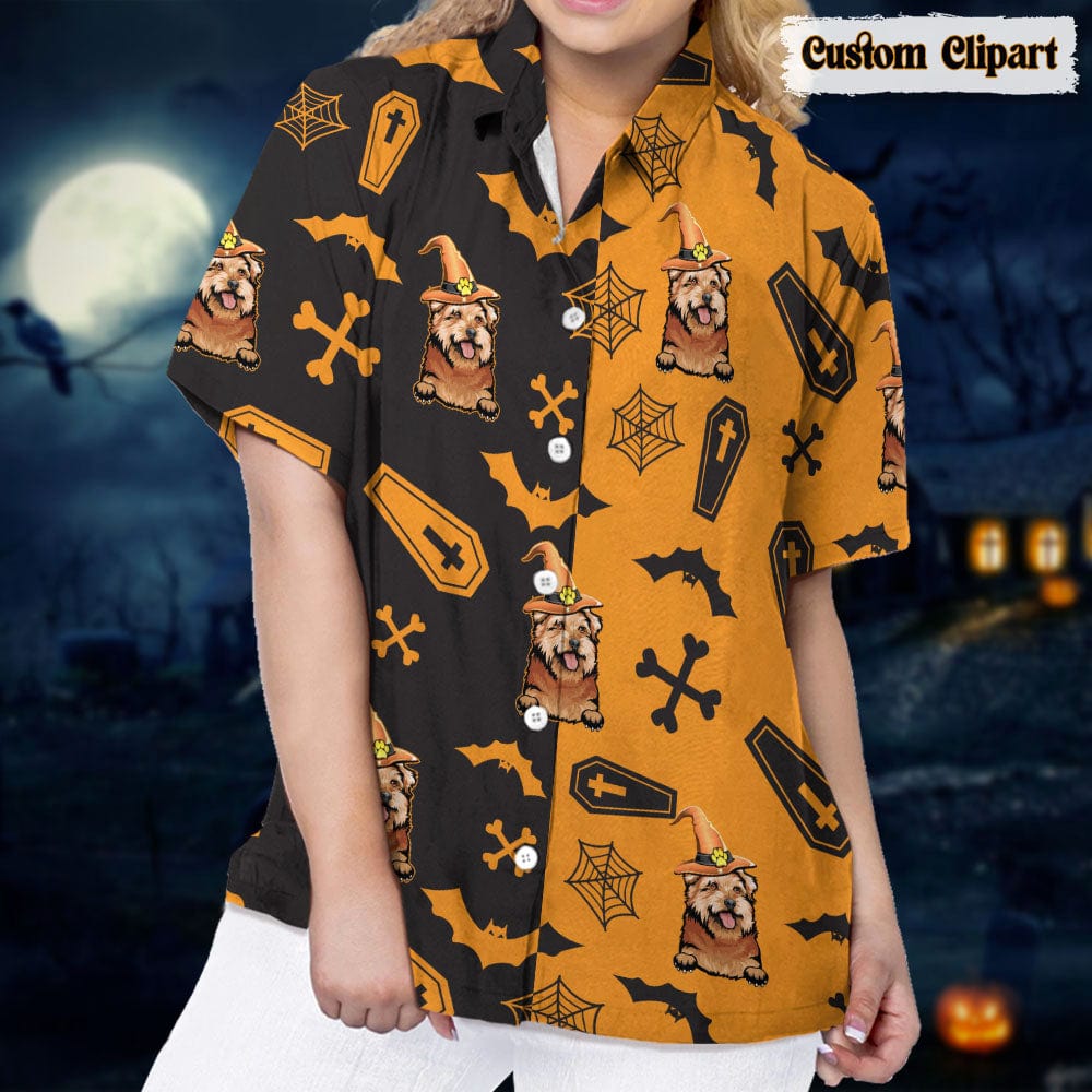 Dog Cat Halloween Woman's Hawaiian Shirt K228 888531