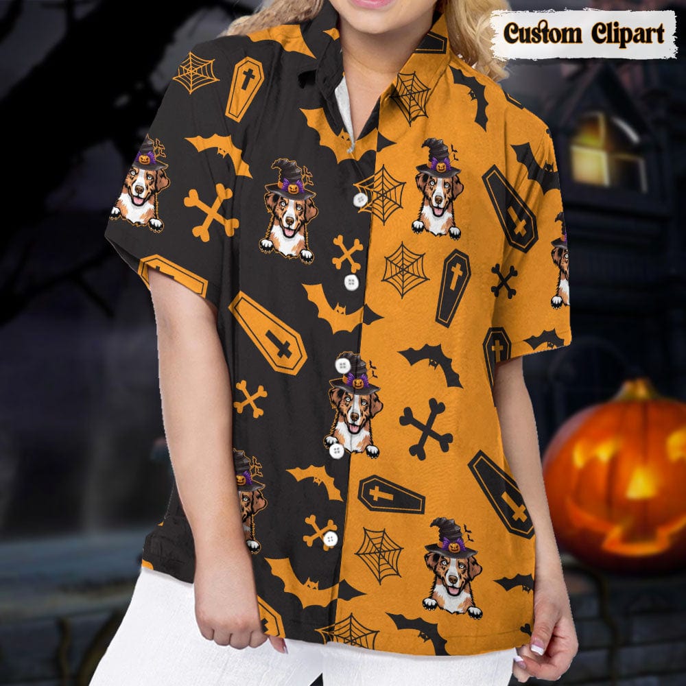 Dog Cat Halloween Woman's Hawaiian Shirt K228 888531