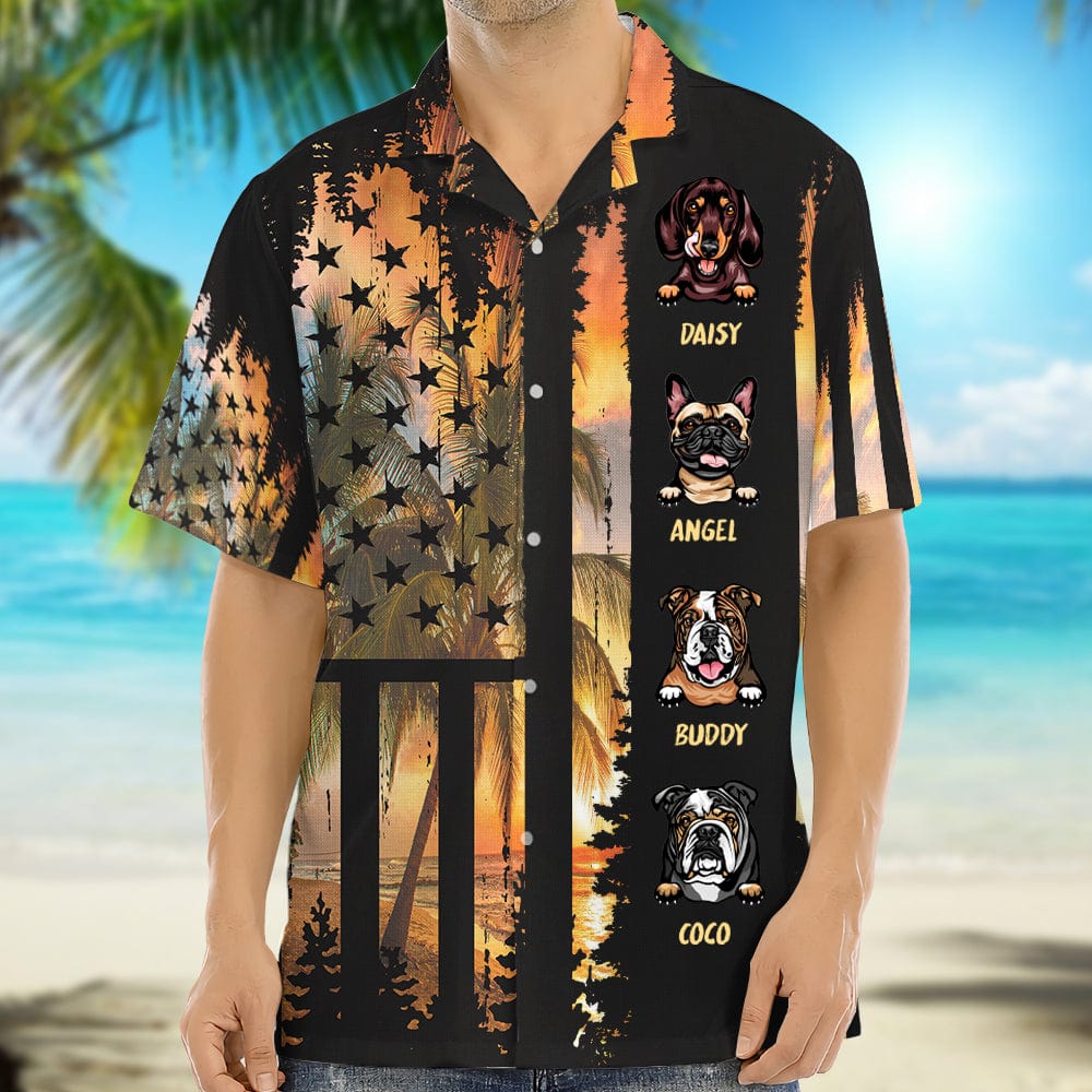 Hawaiian Sunset hawaiian shirt templ2, clipart dog N369 HN590