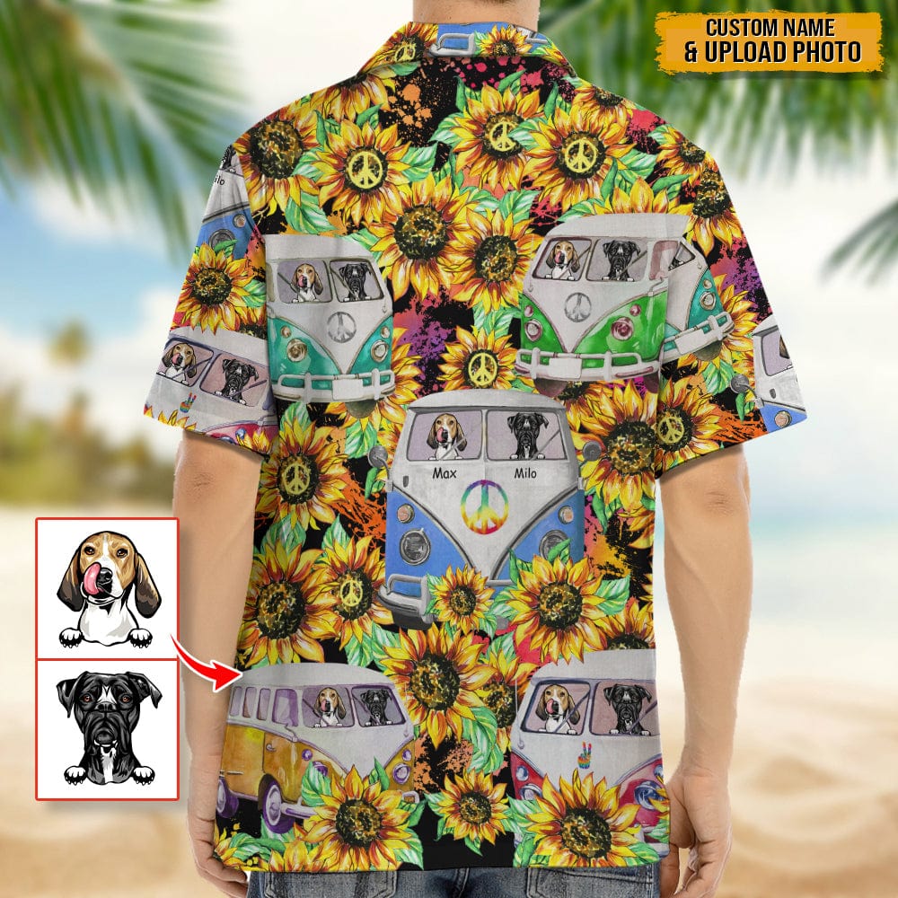 Hippie Custom Clipart Dog Men's Hawaiian Shirt K228 888398