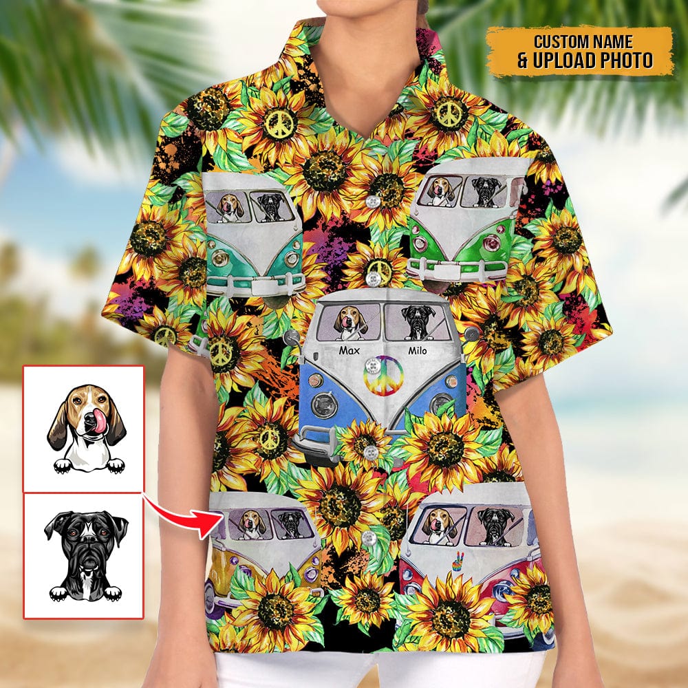 Hippie Custom Clipart Dog Men's Hawaiian Shirt K228 888398