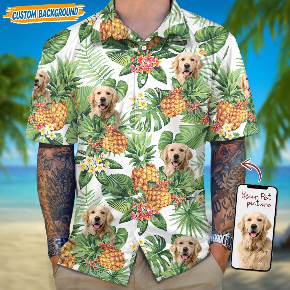 Upload Dog Cat Photo With Tropical Style Hawaiian Shirt T368 889442