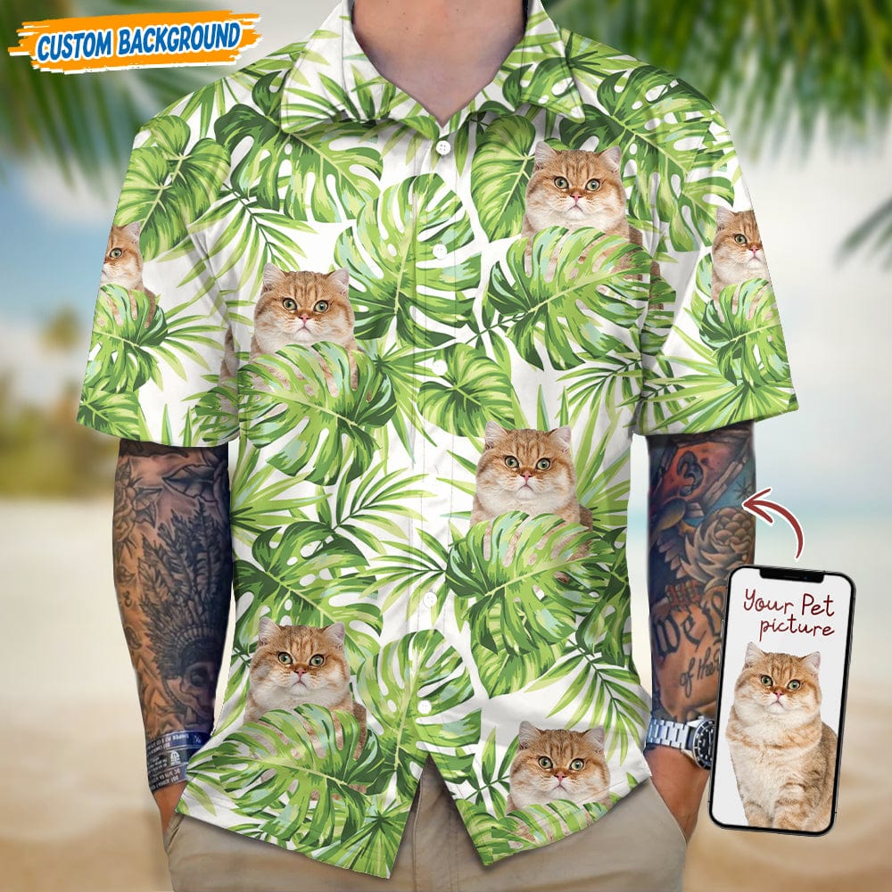 Personalized Upload Dog Cat Photo Tropical Vibes Hawaiian Shirt T368 889444