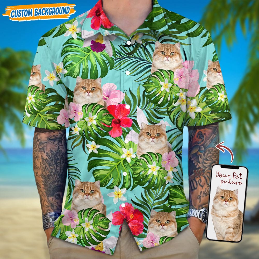 Upload Dog Cat Photo Floral Pattern Hawaiian Shirt T368 889450