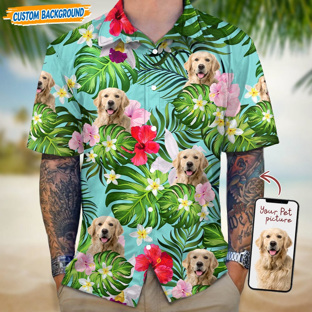 Upload Dog Cat Photo Floral Pattern Hawaiian Shirt T368 889450