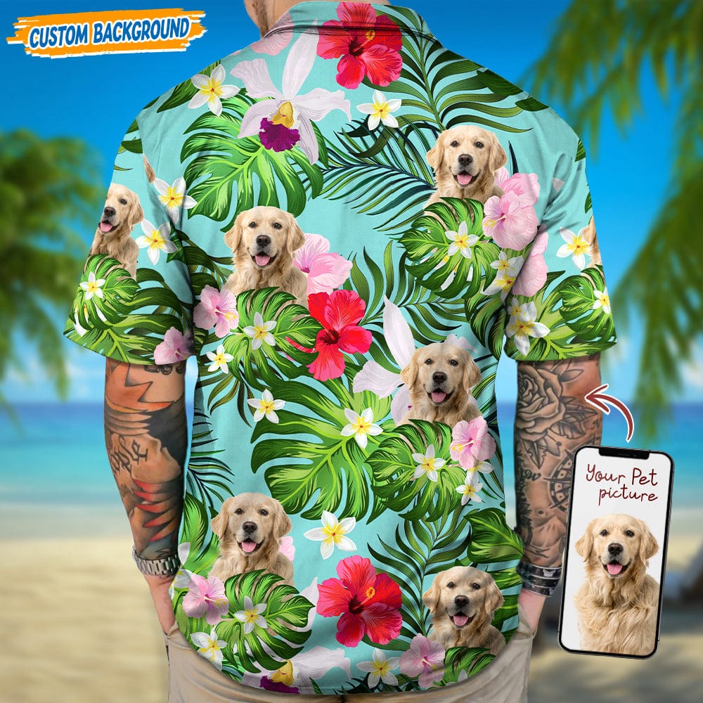Upload Dog Cat Photo Floral Pattern Hawaiian Shirt T368 889450