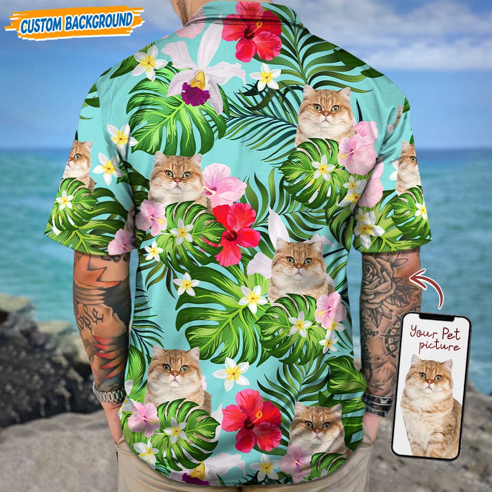 Upload Dog Cat Photo Floral Pattern Hawaiian Shirt T368 889450