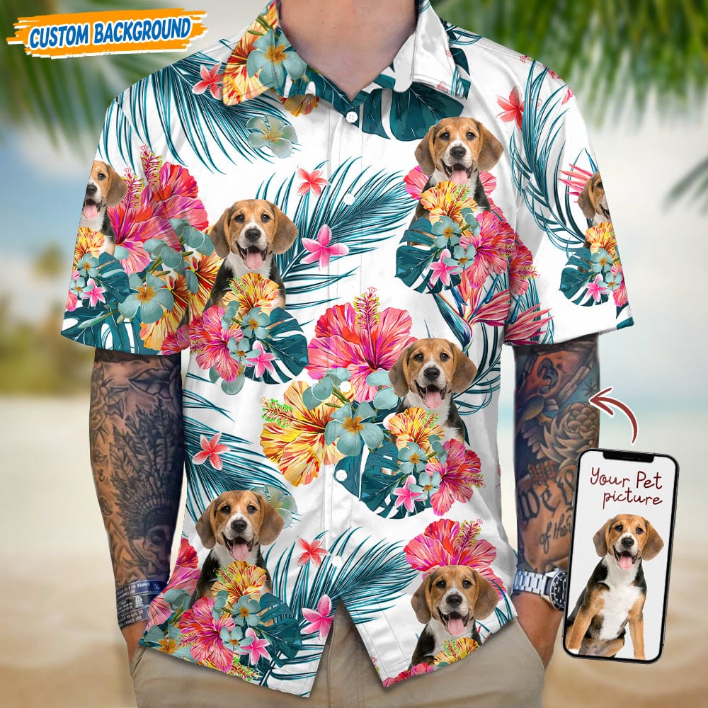 Personalized Upload Dog Cat Photo With Flower Design Hawaiian Shirt T368 889454