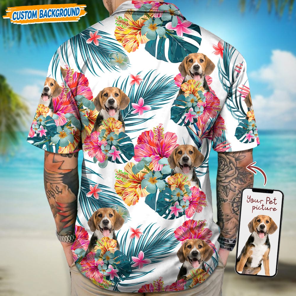 Personalized Upload Dog Cat Photo With Flower Design Hawaiian Shirt T368 889454