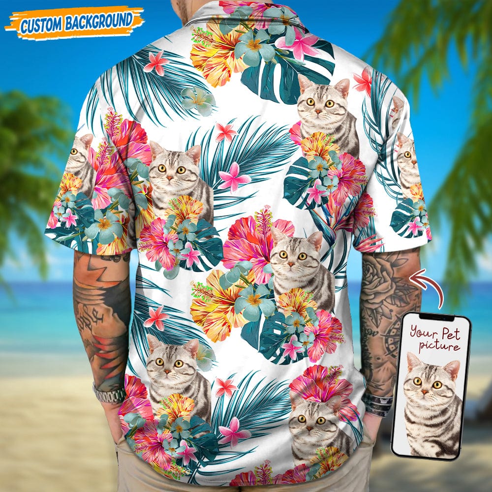 Personalized Upload Dog Cat Photo With Flower Design Hawaiian Shirt T368 889454