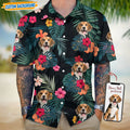 Upload Dog Cat Photo With Flowers And Leaves Pattern Hawaiian Shirt T368 889458