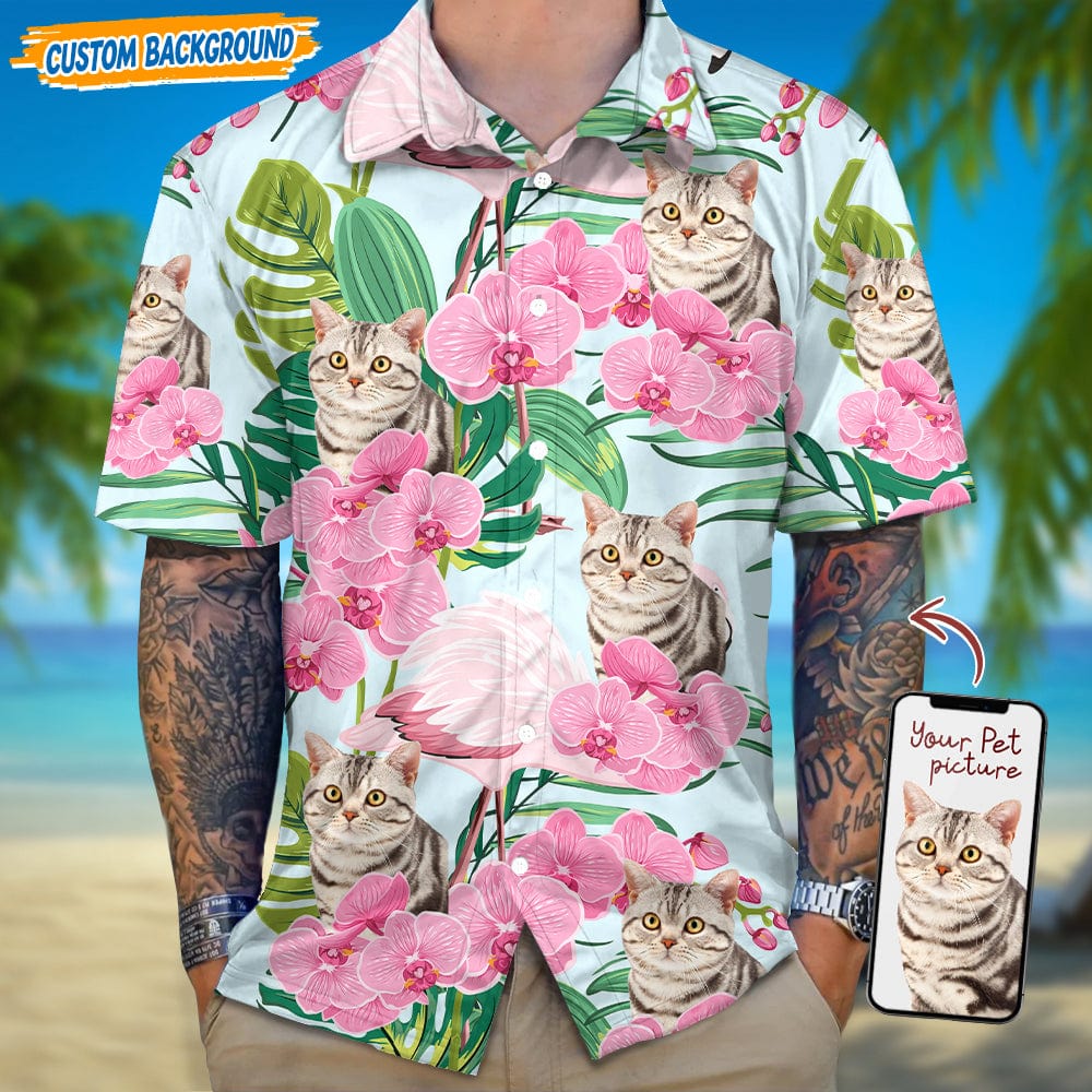 Personalized Upload Dog Cat Photo Orchid Flower Hawaiian Shirt T368 889460