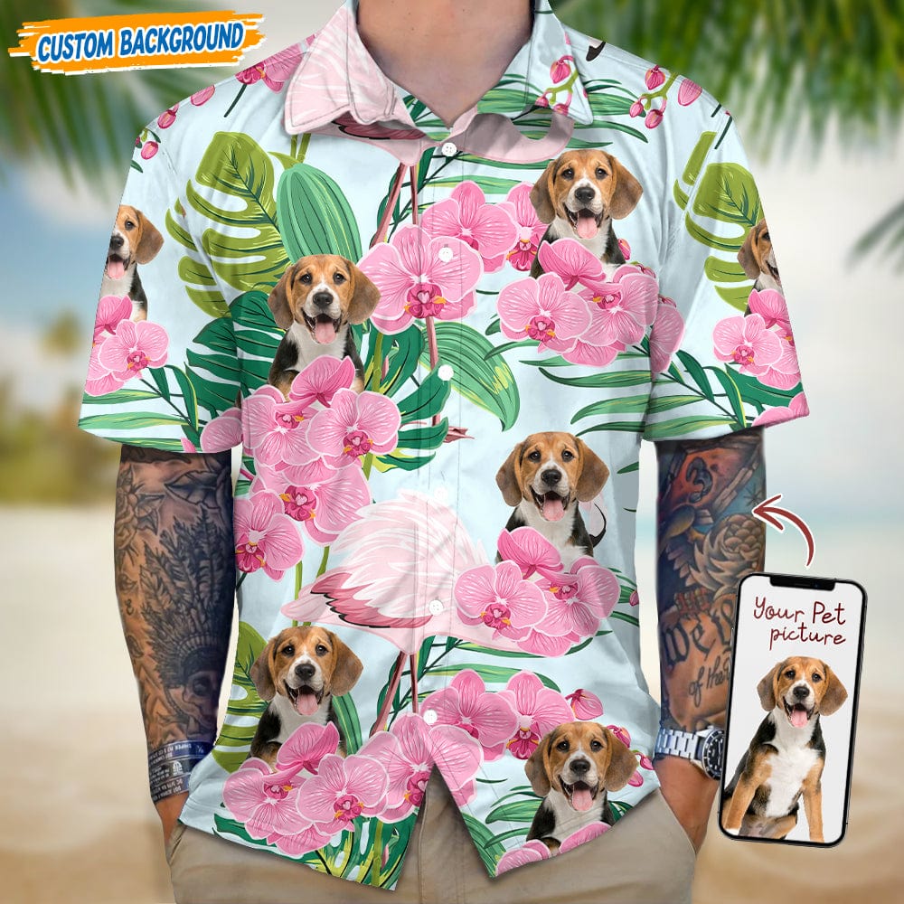 Personalized Upload Dog Cat Photo Orchid Flower Hawaiian Shirt T368 889460