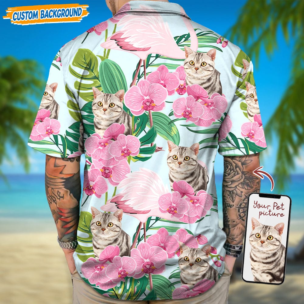 Personalized Upload Dog Cat Photo Orchid Flower Hawaiian Shirt T368 889460