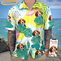 Personalized Upload Dog Cat Photo Flamingo And Leaves Hawaiian Shirt T368 889464