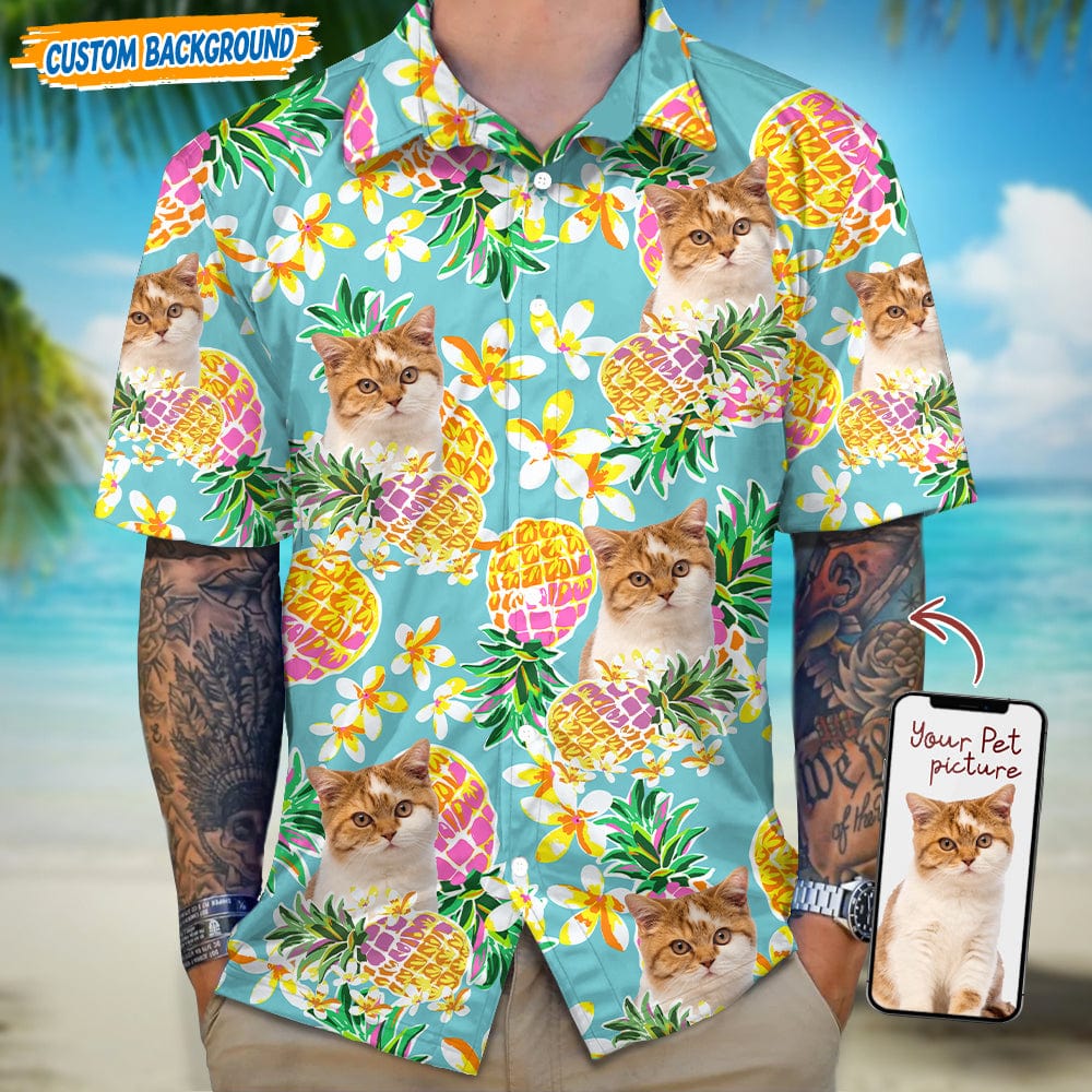 Upload Dog Cat Photo With Pineapple Pattern Hawaiian Shirt T368 889466