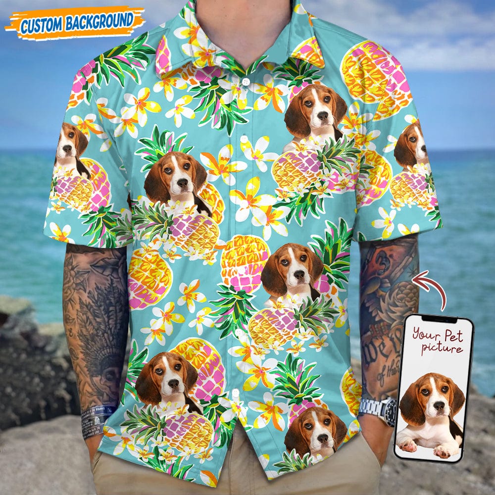 Upload Dog Cat Photo With Pineapple Pattern Hawaiian Shirt T368 889466