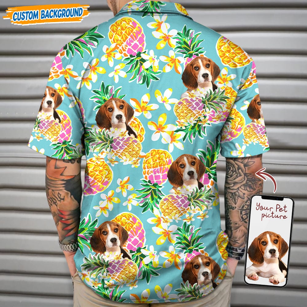 Upload Dog Cat Photo With Pineapple Pattern Hawaiian Shirt T368 889466