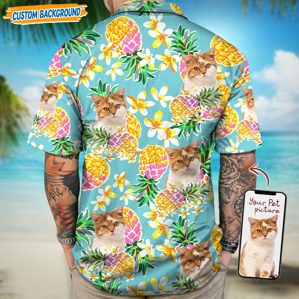 Upload Dog Cat Photo With Pineapple Pattern Hawaiian Shirt T368 889466