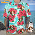 Upload Dog Cat Photo With Red Hibiscus Flower Pattern Hawaiian Shirt T368 889470