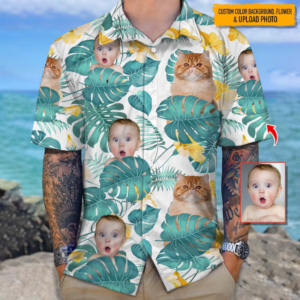 Upload Cat And Face Photo Hawaiian Shirt, N304 888380
