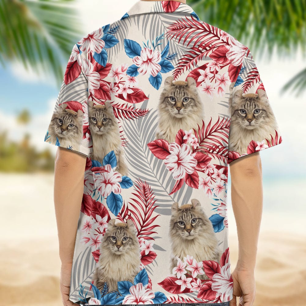 Upload Cat Photo America Flag Hawaiian Shirt, N304 888389