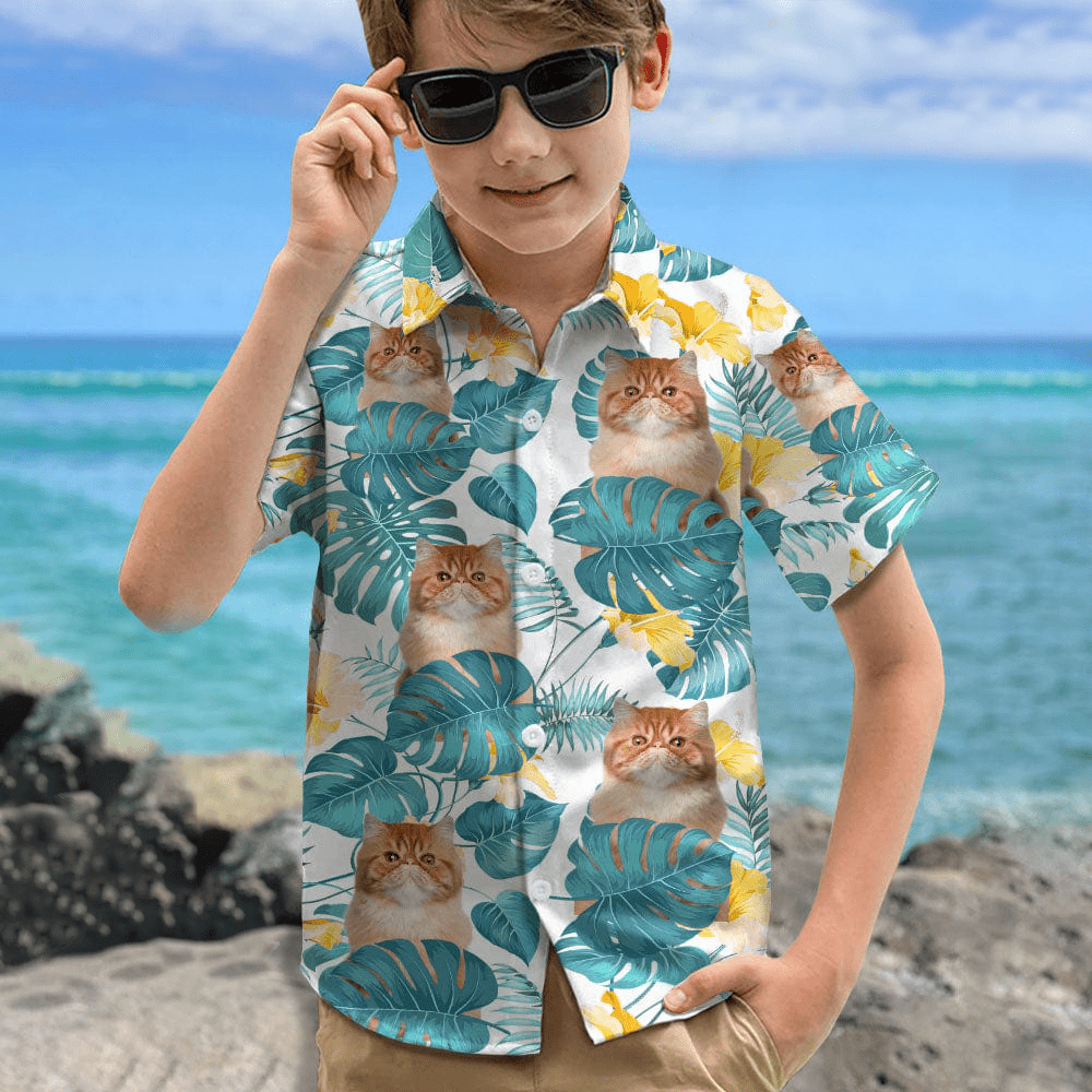 Upload Cat Photo Boy's Hawaiian Shirt, N304 888401