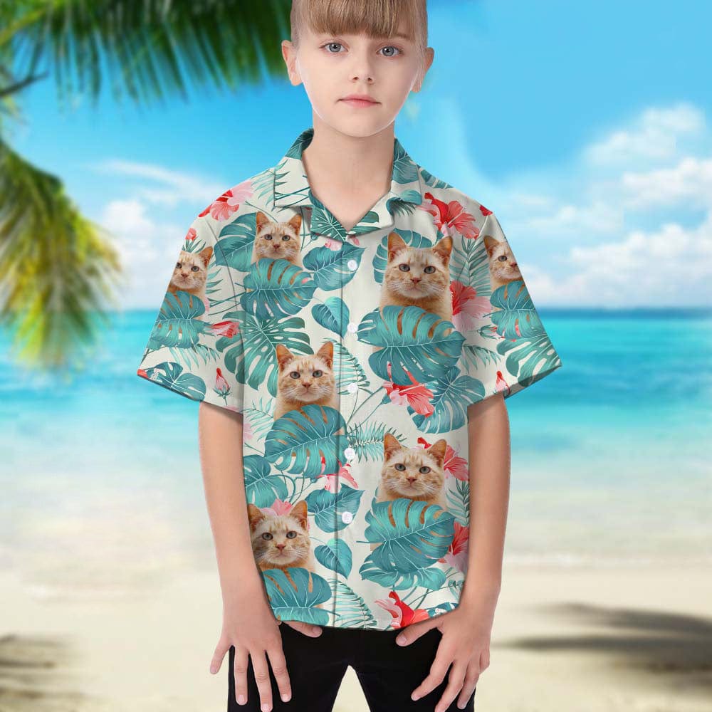 Upload Cat Photo Girl's Hawaiian Shirt, N304 888402