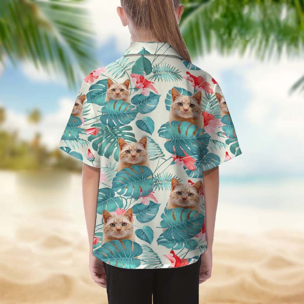 Upload Cat Photo Girl's Hawaiian Shirt, N304 888402