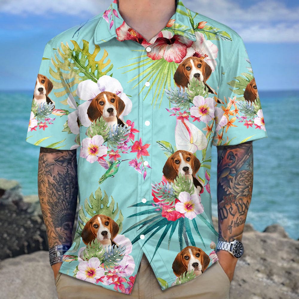 Upload Dog Cat Photo With White Hibiscus Flower Hawaiian Shirt T368 889462