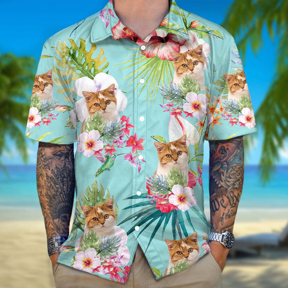 Upload Dog Cat Photo With White Hibiscus Flower Hawaiian Shirt T368 889462