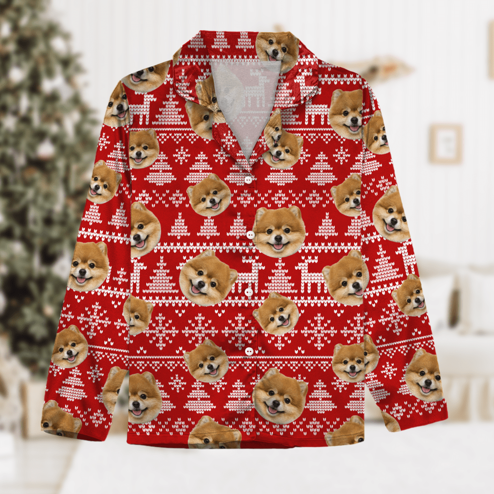 Upload Dog Photo Christmas Matching Collared Pajamas N304 889868