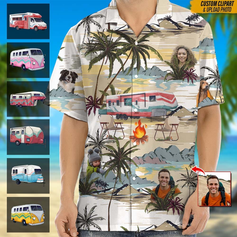 Upload Family Photo Camping Hawaii Shirt N369 HN590