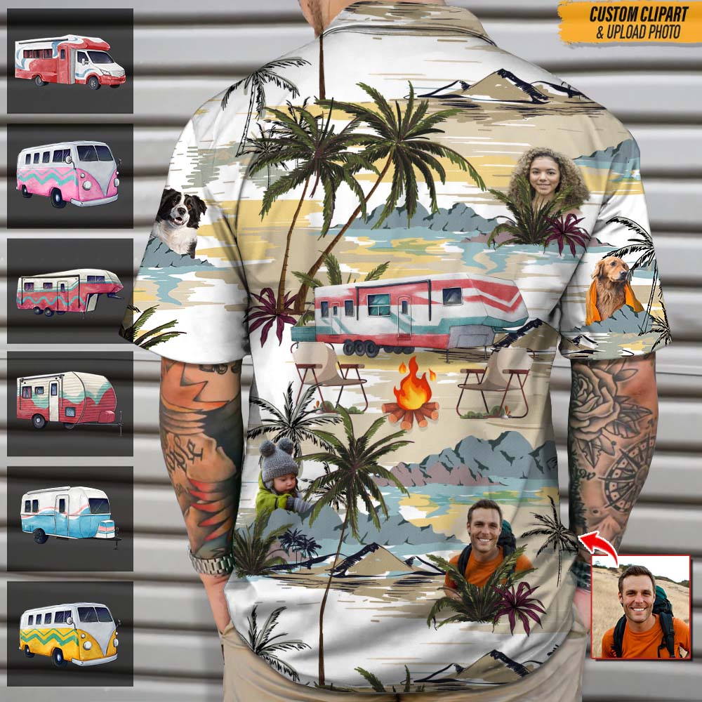 Upload Family Photo Camping Hawaii Shirt N369 HN590