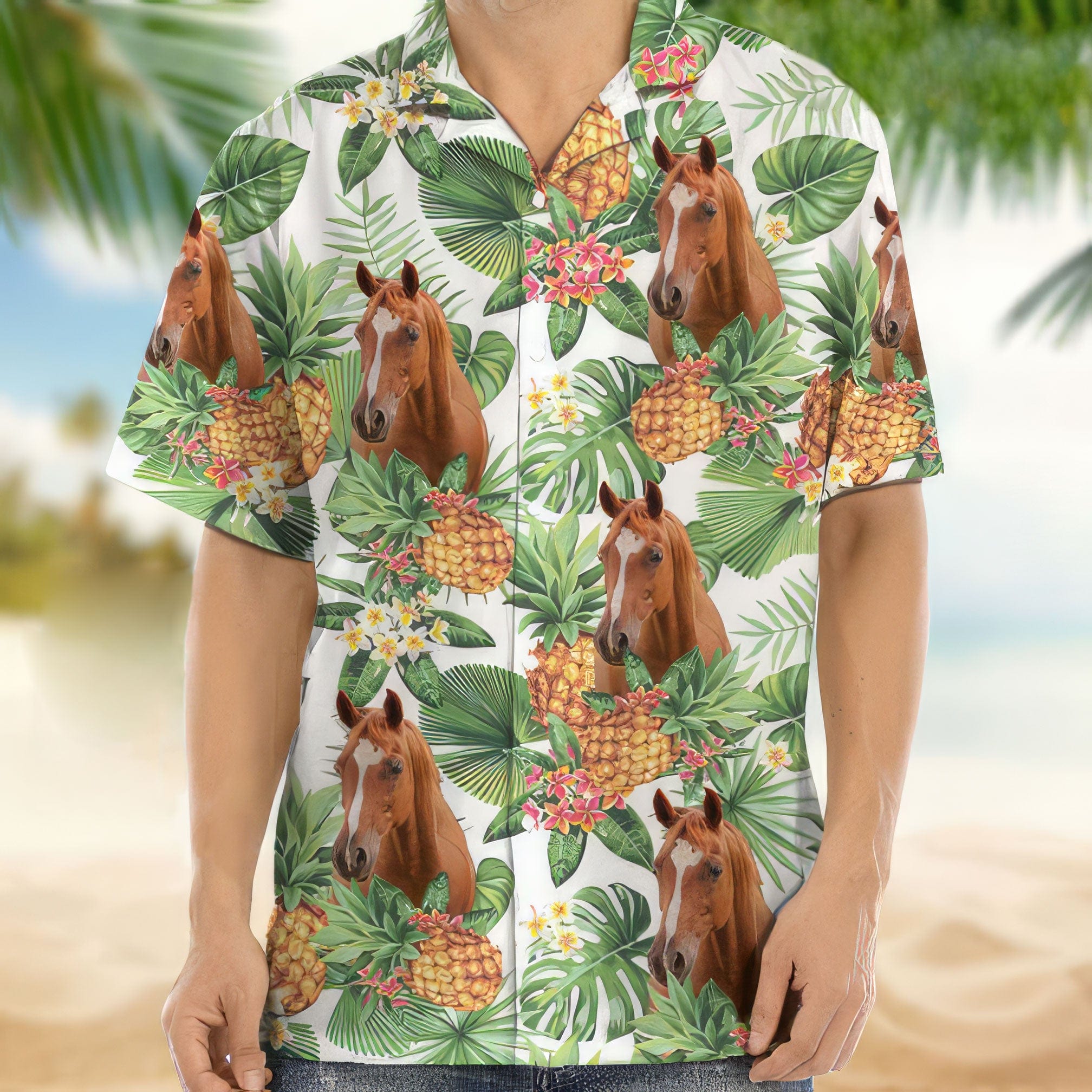 Upload Horse Photo Hawaiian Shirt, 888388