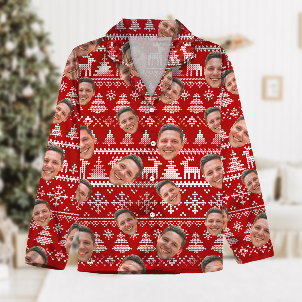 Upload Human Face Photo Christmas Matching Collared Pajamas N304 889872