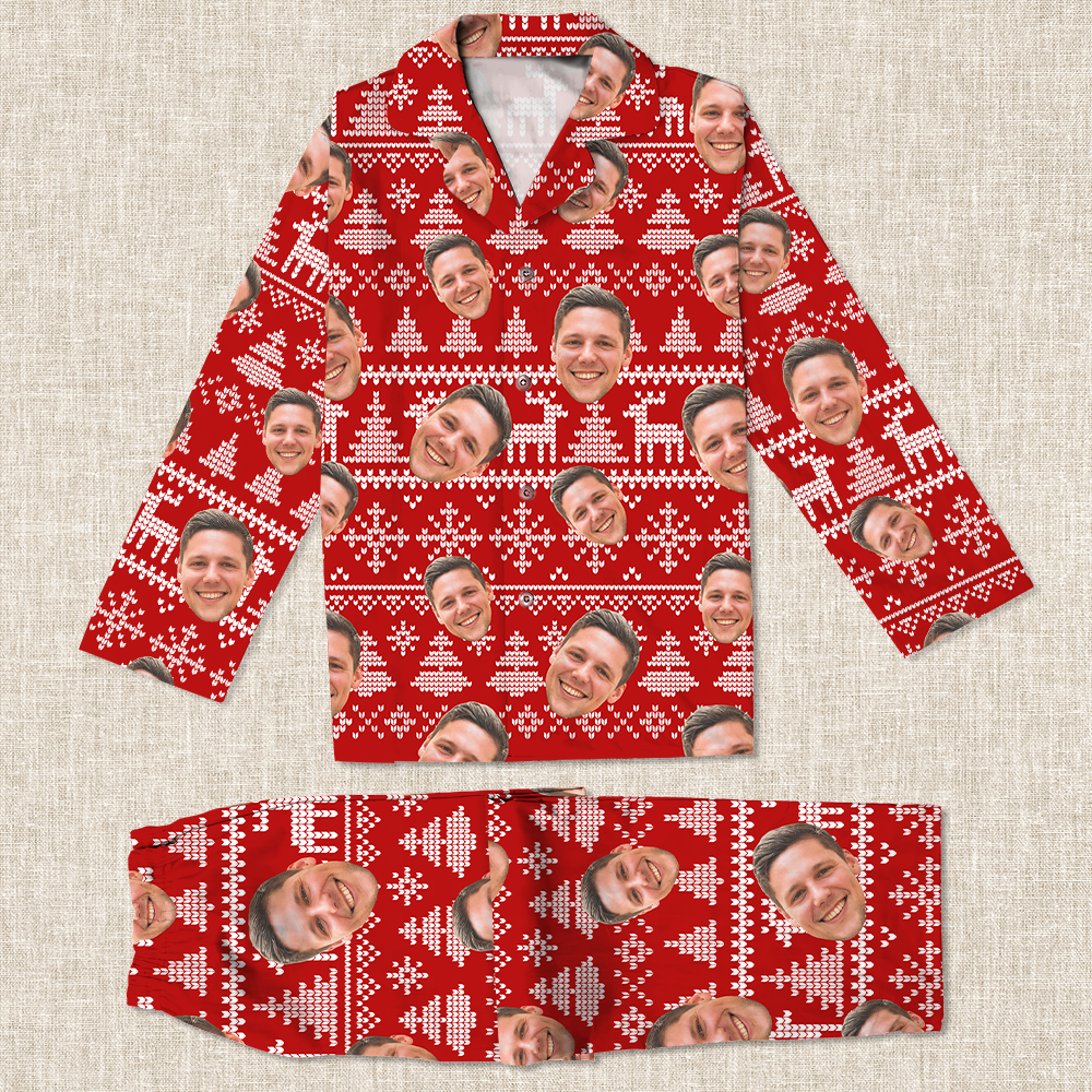 Upload Human Face Photo Christmas Matching Collared Pajamas N304 889872